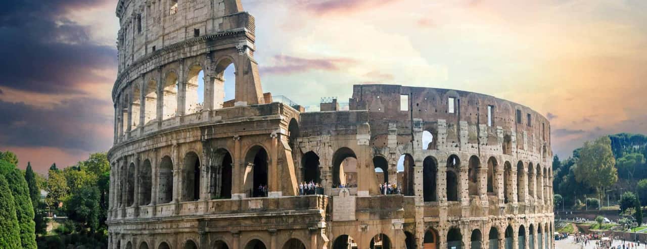The Colosseum in Rome at sunset