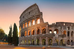A guide and their group in the tiers of the Colosseum